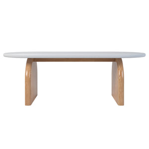 Kerry 120cm Solid Oak Oval Coffee Table in White & Natural