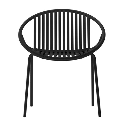 Kosmos Indoor/Outdoor Wire Dining Chair Black Set of 2, showcasing a modern wire design with sturdy metal legs, ideal for versatile indoor or outdoor use, emphasizing elegance and durability.