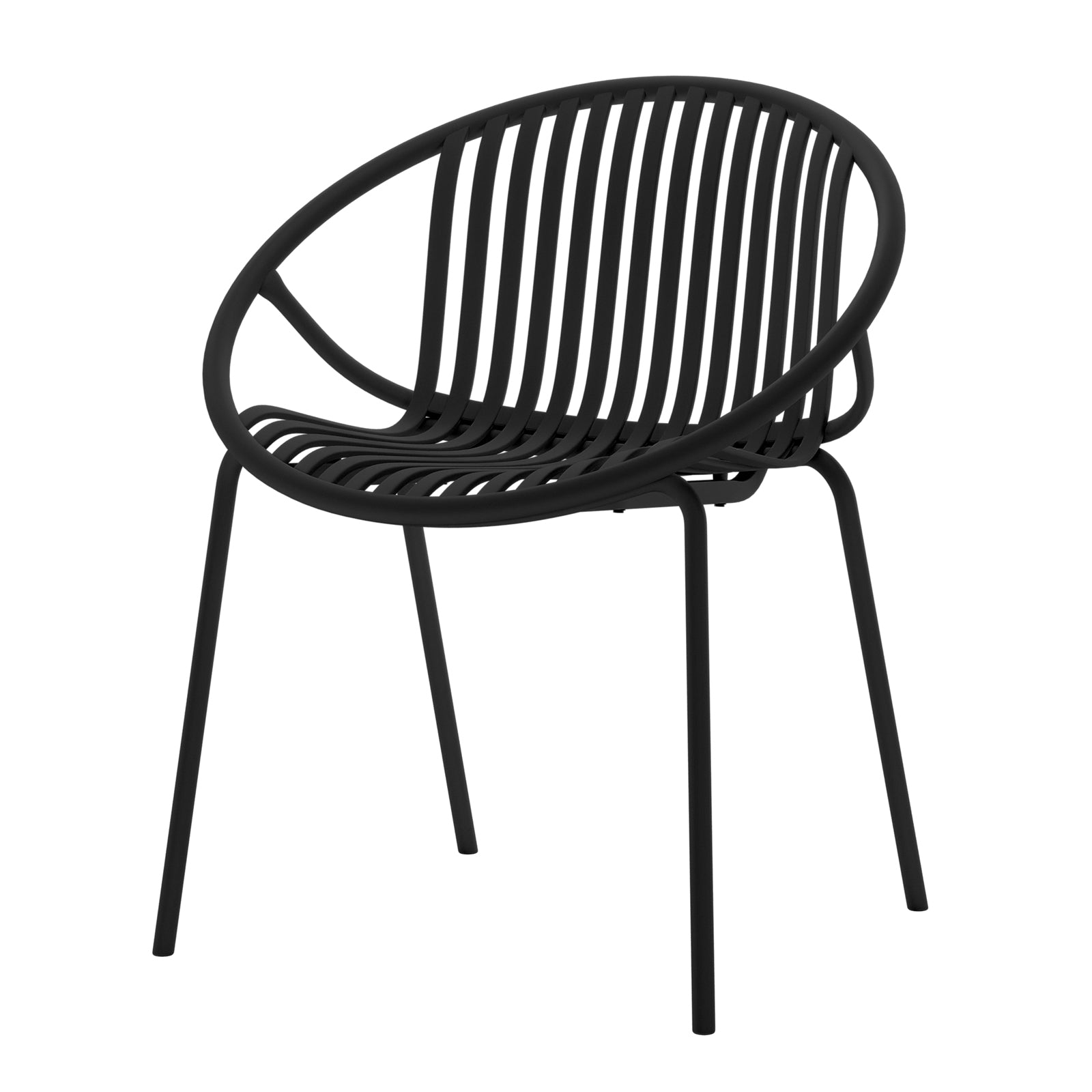 Kosmos Indoor/Outdoor Wire Dining Chair Black Set of 2; close-up reveals sleek wire design and sturdy construction, emphasizing modern elegance and practical functionality for versatile indoor or outdoor use.