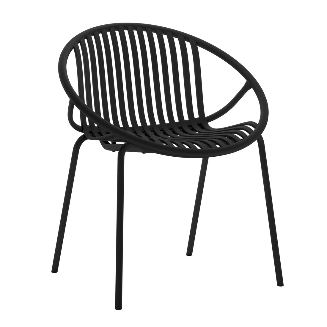 Kosmos Indoor/Outdoor Wire Dining Chair Black Set of 2, showcasing modern wire design with sturdy metal legs and anti-slip pads, ideal for versatile indoor or outdoor seating arrangements.