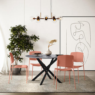 Kowa Plastic Dining Chair (Set of 4) - Terracotta - Lifestyle