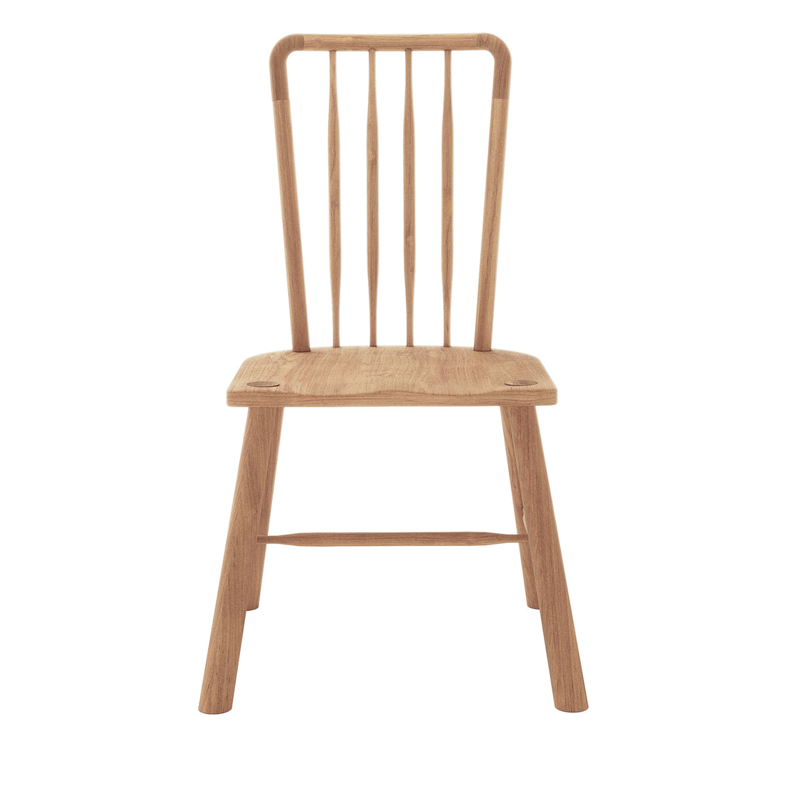 Leigh Solid Oak High-back Dining Chair Natural Set of 2 features a solid-wood design with a slatted backrest, flat contoured seat, and outward-splayed legs, offering a rustic-modern farmhouse appeal.