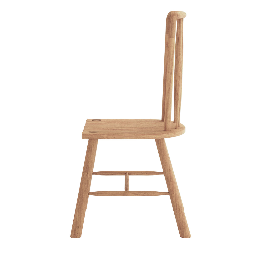Leigh Solid Oak High-back Dining Chair Natural Set of 2 features a light-colored wooden design with a flat seat, splayed legs, and an asymmetrical half backrest, blending rustic charm with modern farmhouse style.