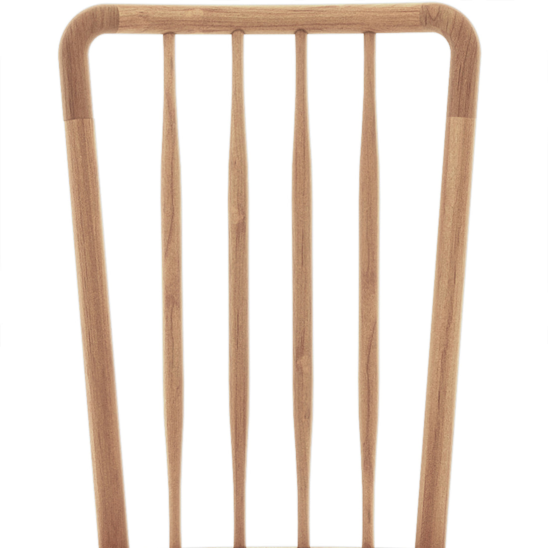 Leigh Solid Oak High-back Dining Chair Natural Set of 2, showcasing its sturdy vertical spindle design and elegant wooden craftsmanship, highlighting the high-back feature typical of Luxo Living's modern farmhouse style.