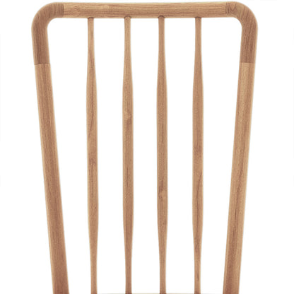 Leigh Solid Oak High-back Dining Chair Natural Set of 2, showcasing its sturdy vertical spindle design and elegant wooden craftsmanship, highlighting the high-back feature typical of Luxo Living's modern farmhouse style.