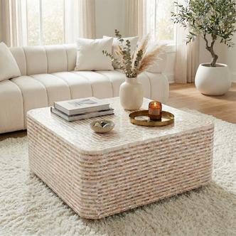 Lior 90cm Mother of Pearl Coffee Table in Mocha Cream