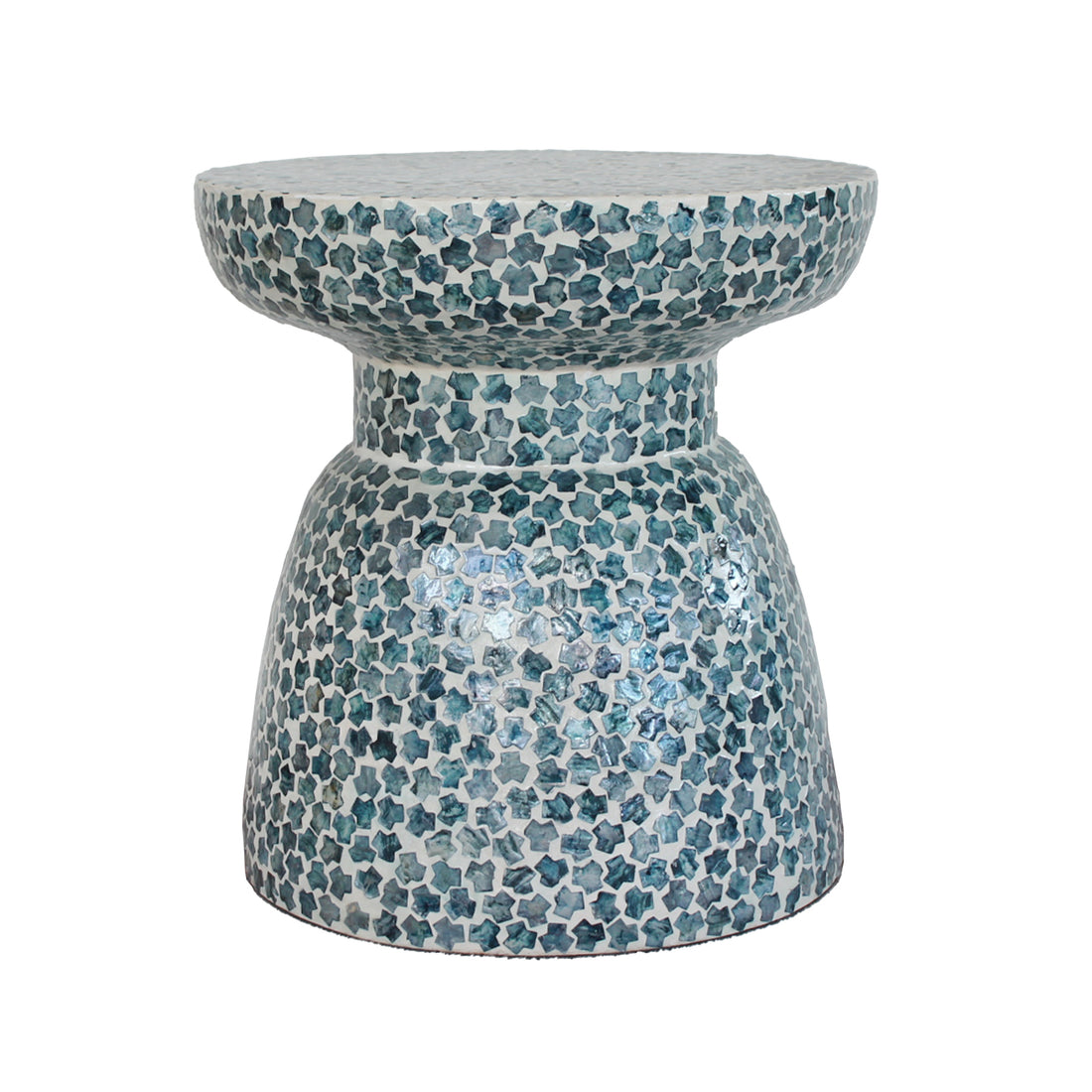 Luna 38cm Mother of Pearl Inlay Coffee Table - Flower Green, showcasing intricate mother-of-pearl mosaic design, elegant flower green hue, and sturdy craftsmanship, blending modern aesthetics with timeless artistry.