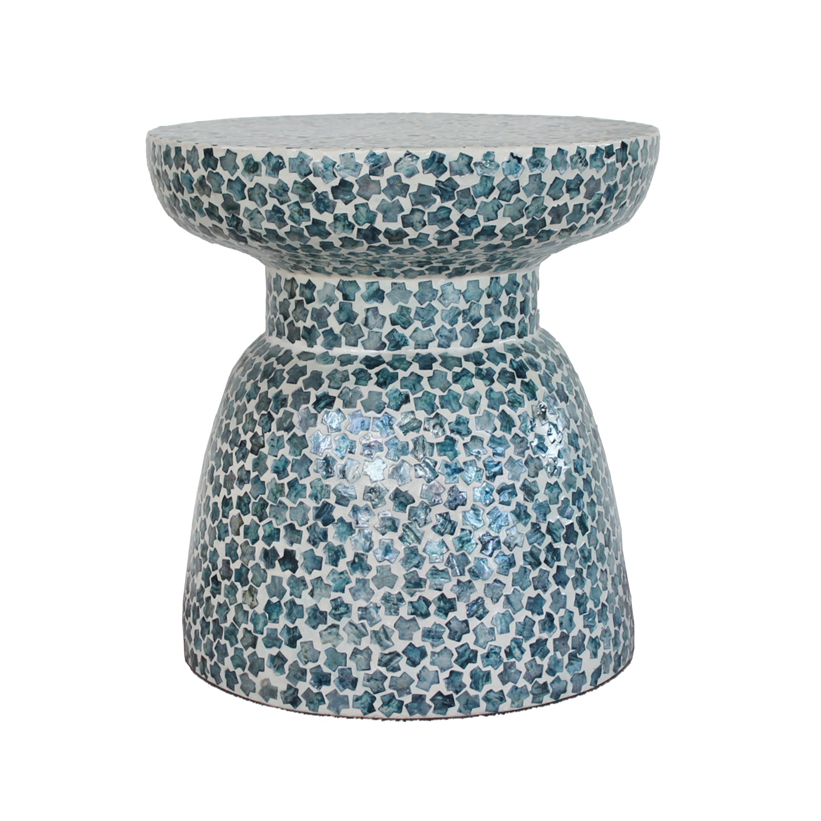 Luna 38cm Mother of Pearl Inlay Coffee Table - Flower Green, showcasing intricate mother-of-pearl mosaic design, elegant flower green hue, and sturdy craftsmanship, blending modern aesthetics with timeless artistry.