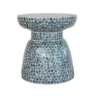 Luna 38cm Mother of Pearl Inlay Coffee Table - Flower Green, showcasing intricate mother-of-pearl mosaic design, elegant flower green hue, and sturdy craftsmanship, blending modern aesthetics with timeless artistry.