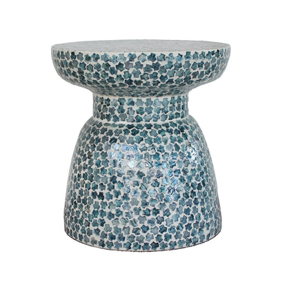 Luna 38cm Mother of Pearl Inlay Coffee Table - Flower Green, showcasing intricate mother-of-pearl mosaic design, elegant flower green hue, and sturdy craftsmanship, blending modern aesthetics with timeless artistry.