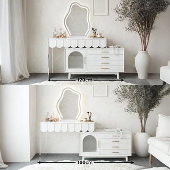 Lunara Extendable Dressing Table with LED Mirror in White