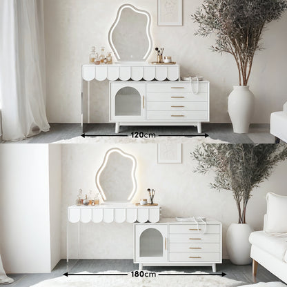 Lunara Extendable Dressing Table with LED Mirror in White