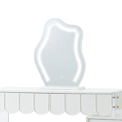 Lunara Extendable Dressing Table with LED Mirror in White