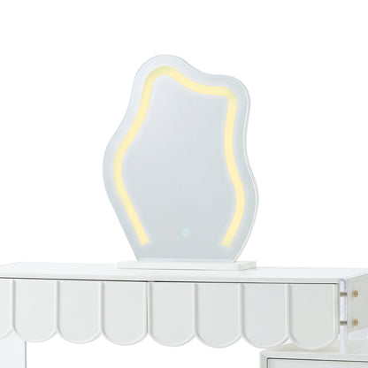 Lunara Extendable Dressing Table with LED Mirror in White