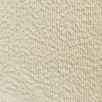 Maddi Boucle Hardwood Dining Chair Beige, showcasing a close-up of its textured boucle fabric, curved backrest, and sturdy American wood frame, highlighting its sophisticated design and comfortable ergonomic features.