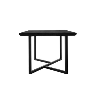 Mae 220cm 8 Seater Rectangular Dining Table in Black, featuring a sleek black tabletop on a crisscross metal base, showcasing modern minimalist design perfect for contemporary dining spaces.