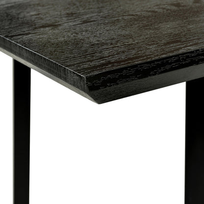 Mae 220cm 8 Seater Rectangular Dining Table in Black features a dark-stained wooden tabletop with subtle grain texture, supported by a square black metal leg, showcasing modern elegance and industrial charm.