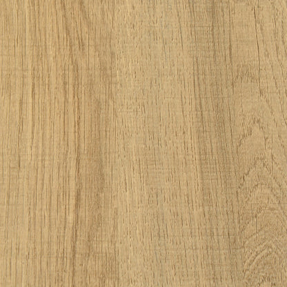 Mae 220cm 8 Seater Rectangular Dining Table in Natural, featuring a close-up of its light wood surface, highlighting the natural grain and texture, with a sturdy black-painted metal base for stability.