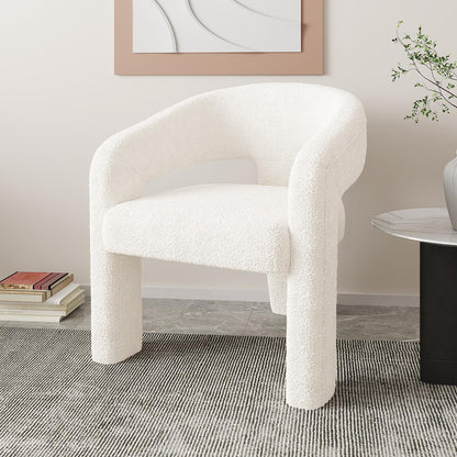Mariah Boucle Upholstered Accent Chair - Cream White - Lifestyle