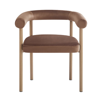 Ohio Velvet Dining Chair w/ Natural Legs Mocha Mousse Set of 2 features a curved velvet backrest, plush seat, and slender light wood legs, enhancing any dining space with modern elegance.