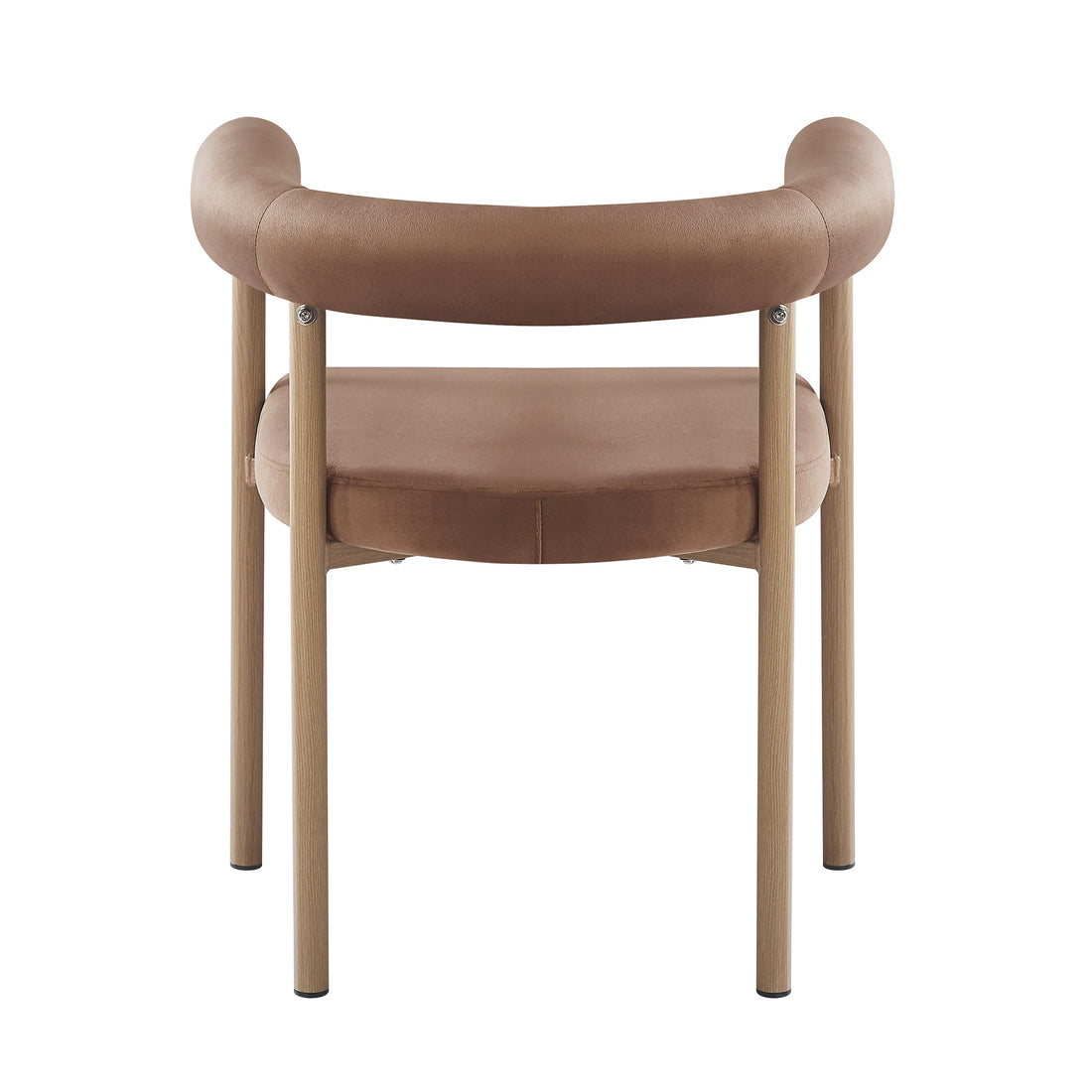 Ohio Velvet Dining Chair w/ Natural Legs Mocha Mousse Set of 2, showing a modern chair with light-wood legs and a curved tan backrest and seat, embodying sleek design and comfort.