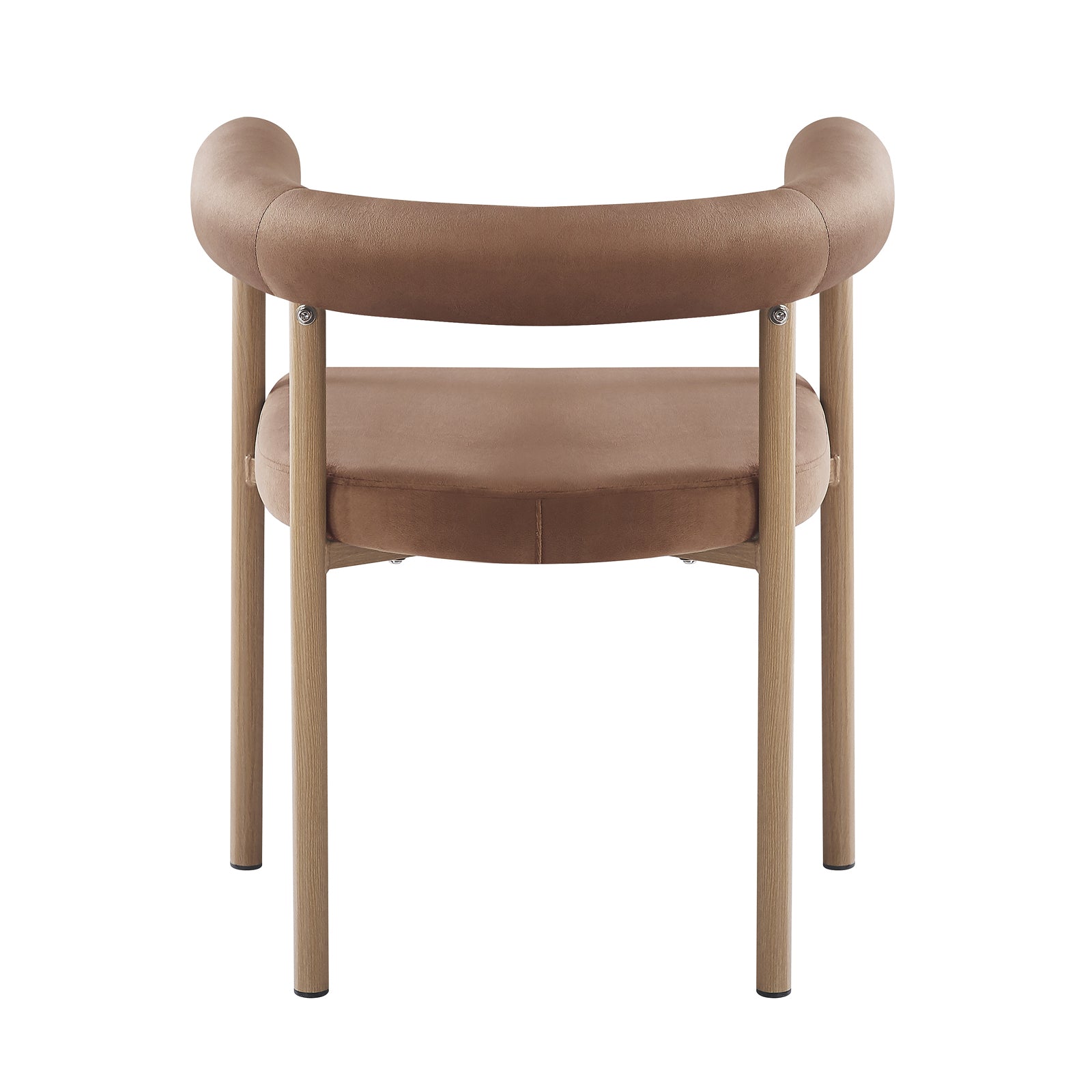 Ohio Velvet Dining Chair w/ Natural Legs Mocha Mousse Set of 2, showing a modern chair with light-wood legs and a curved tan backrest and seat, embodying sleek design and comfort.