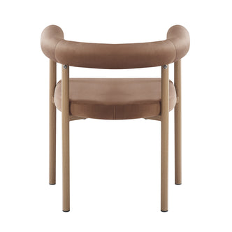 Ohio Velvet Dining Chair w/ Natural Legs Mocha Mousse Set of 2, showing a modern chair with light-wood legs and a curved tan backrest and seat, embodying sleek design and comfort.