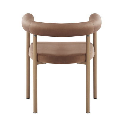 Ohio Velvet Dining Chair w/ Natural Legs Mocha Mousse Set of 2, showing a modern chair with light-wood legs and a curved tan backrest and seat, embodying sleek design and comfort.