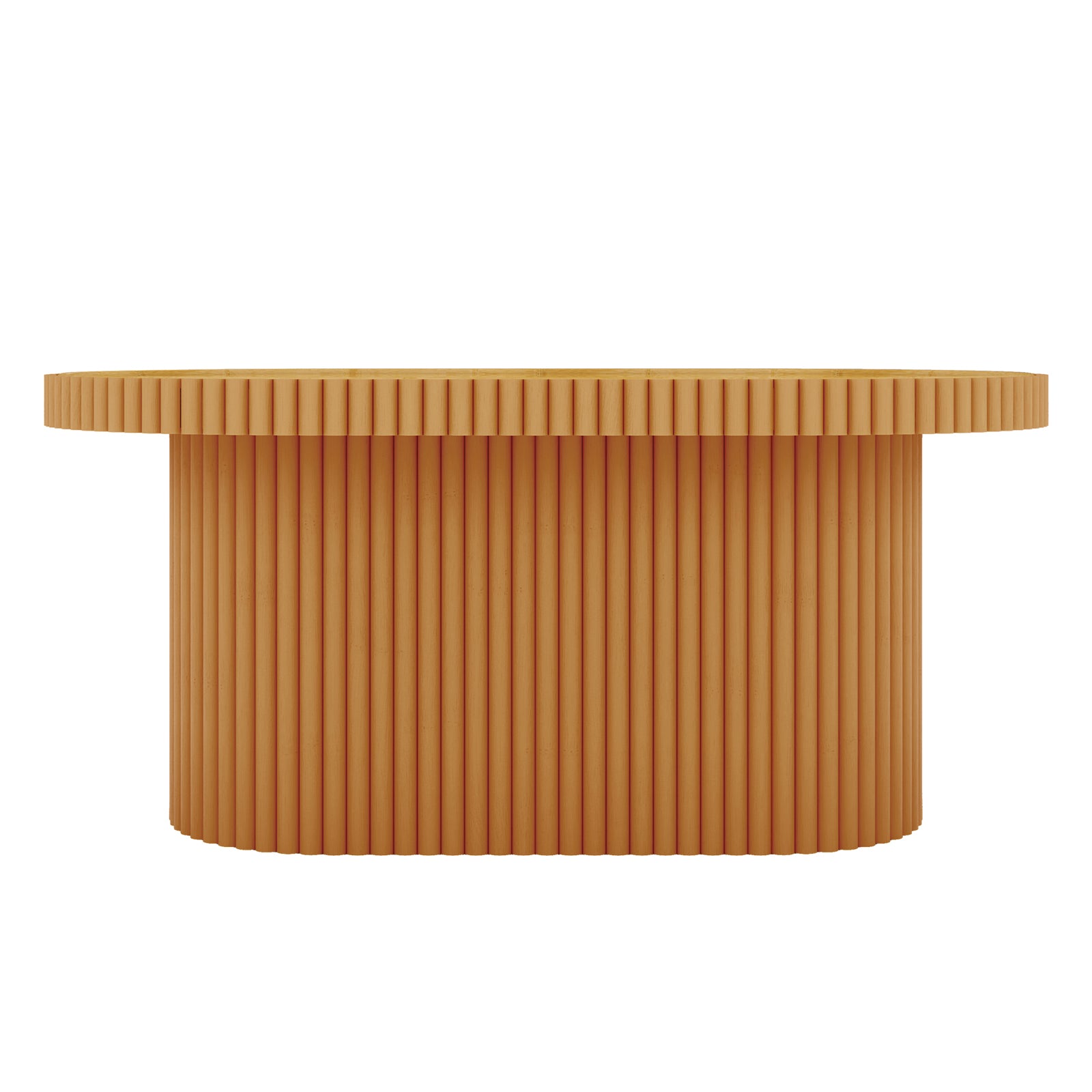 Olive Natural Rattan Side Coffee Table - Honey features a round rattan top with a semi-glossy finish, complemented by a tempered glass surface, ideal for stylish indoor and outdoor use.