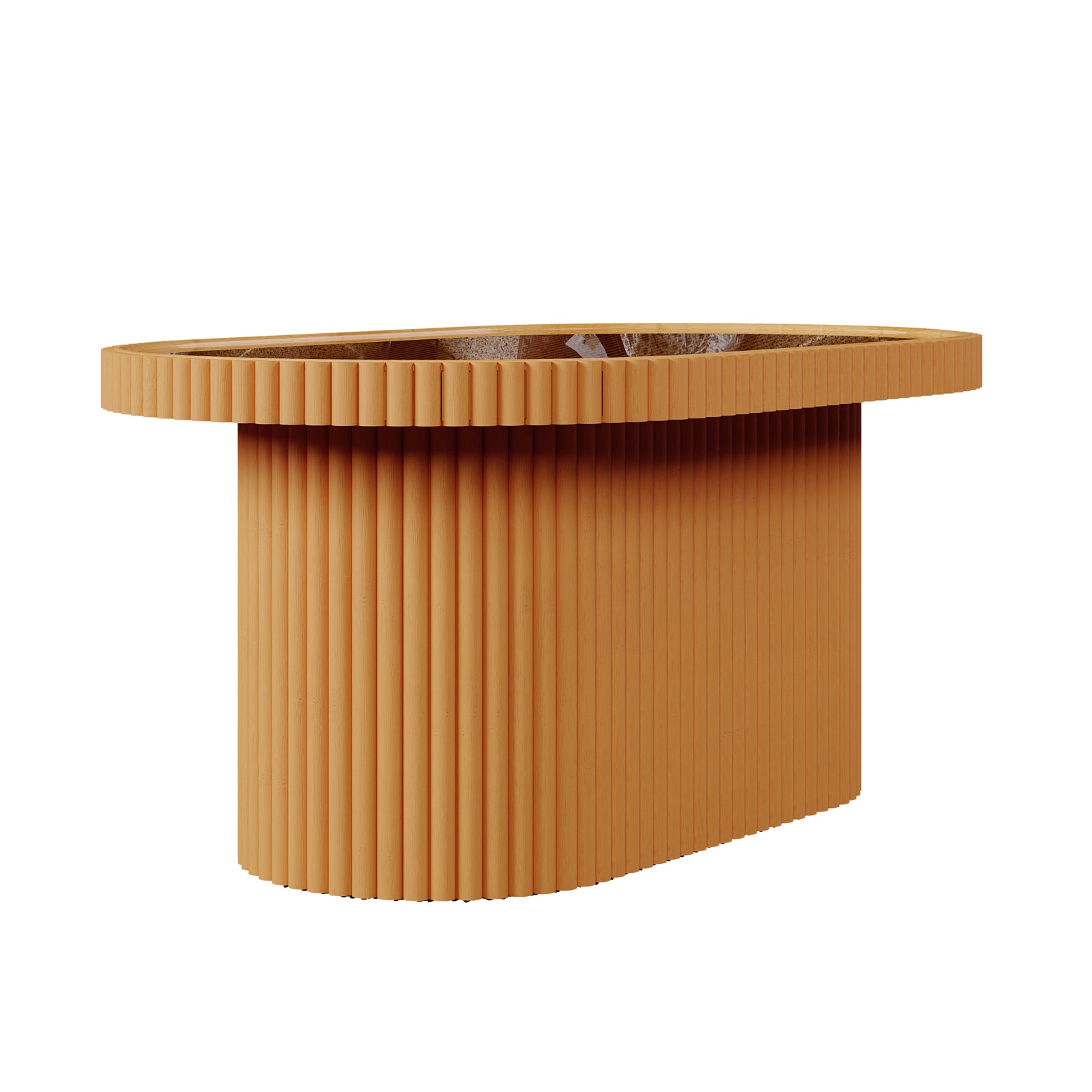 Olive Natural Rattan Side Coffee Table - Honey, showcasing an oval-shaped, woven rattan structure with a tempered glass top, ideal for versatile home decor and functional use in various settings.