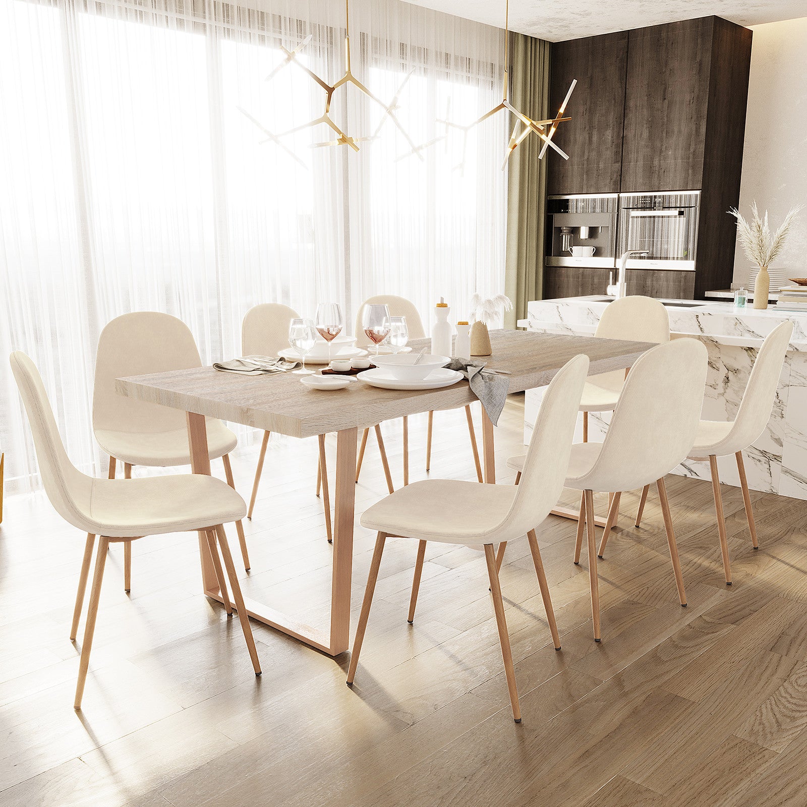 Oregon Florida Seater Dining Table Chair Set in Beige – Luxo