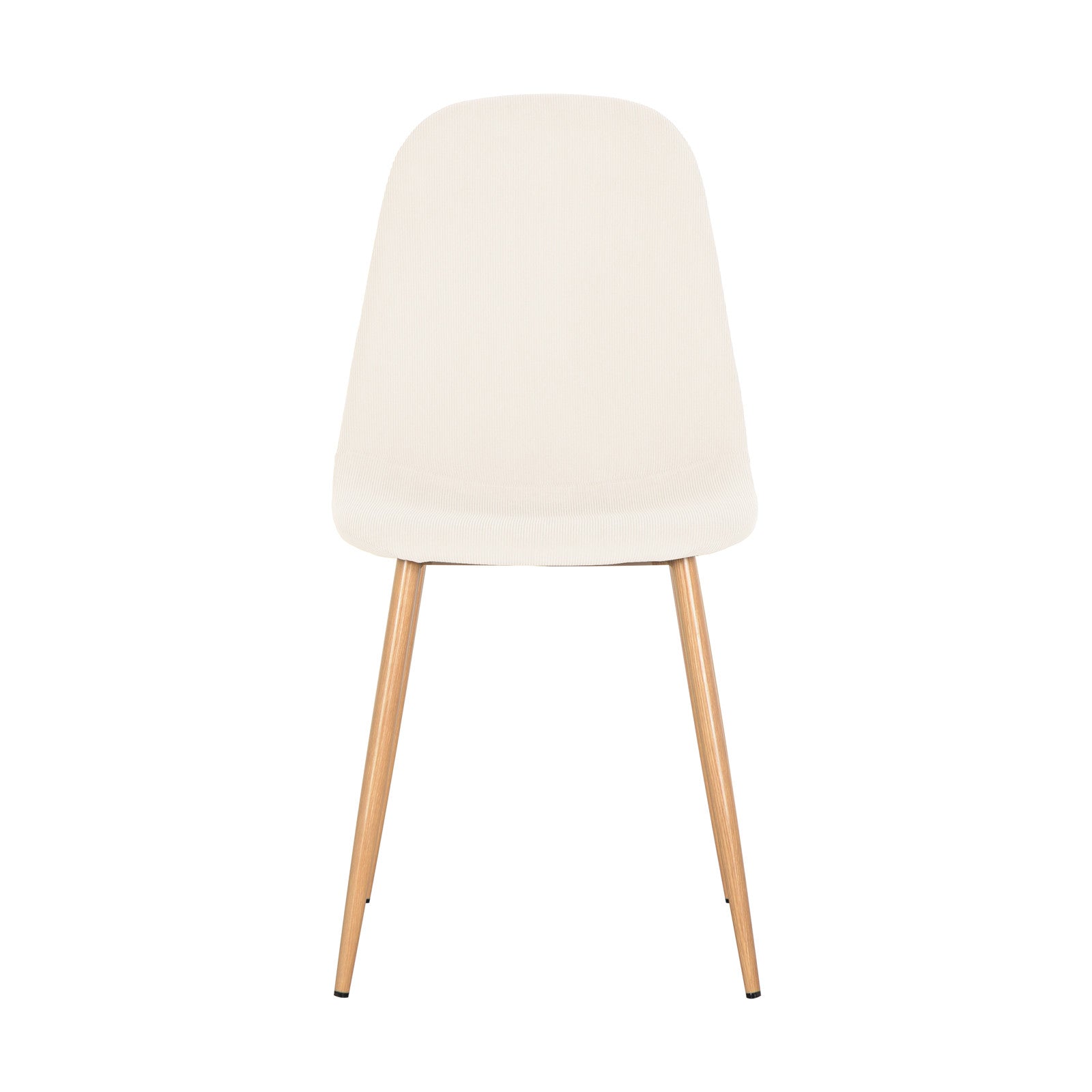 Oregon Table with 8 Florida Corduroy Chairs Dining Set Beige, featuring a modern white chair with sleek wooden legs, perfect for contemporary dining space aesthetics.