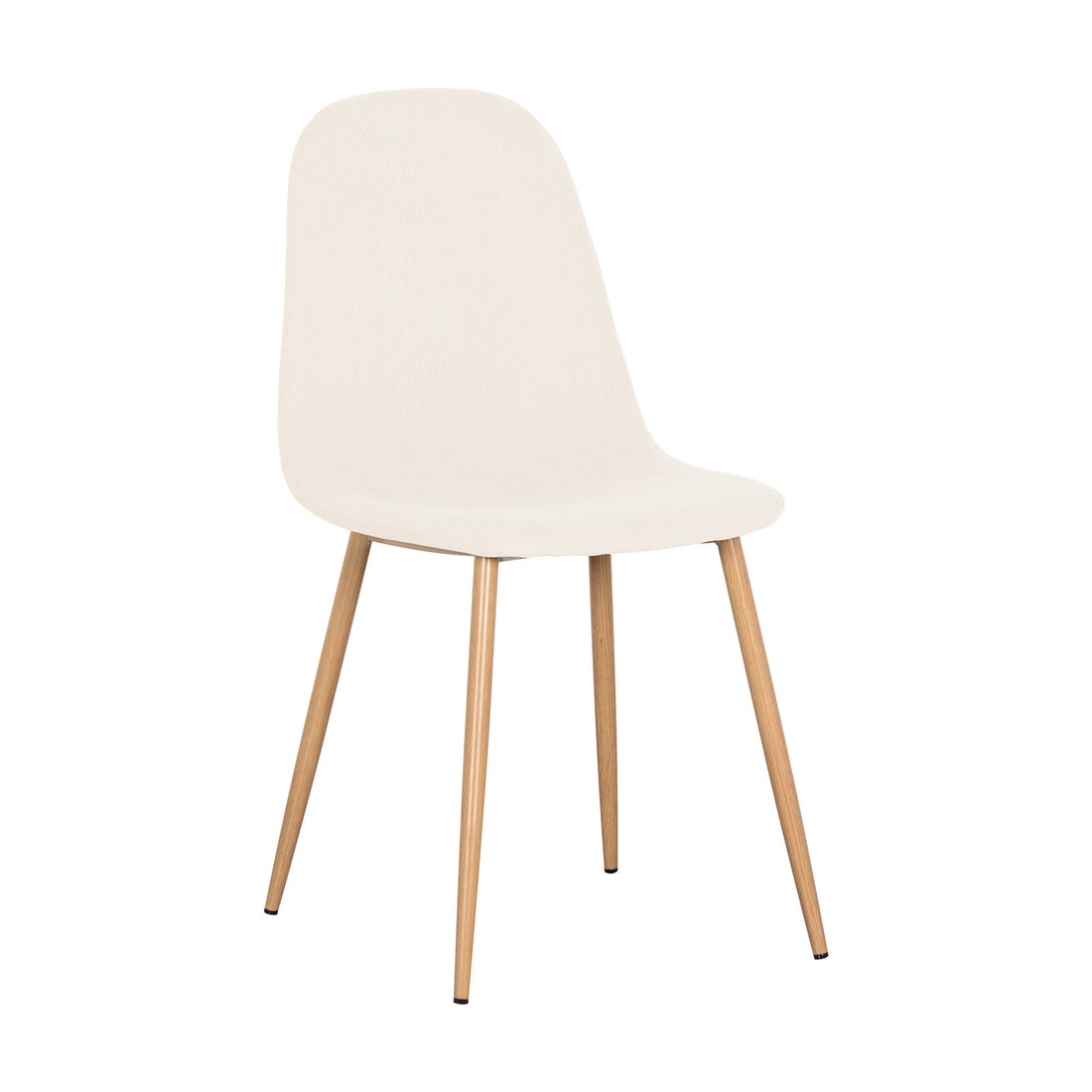 Oregon Table with 8 Florida Corduroy Chairs Dining Set, featuring a sleek table with natural finish and eight plush, white chairs with wooden legs, designed for modern dining aesthetics.