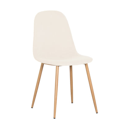 Oregon Table with 8 Florida Corduroy Chairs Dining Set, featuring a sleek table with natural finish and eight plush, white chairs with wooden legs, designed for modern dining aesthetics.