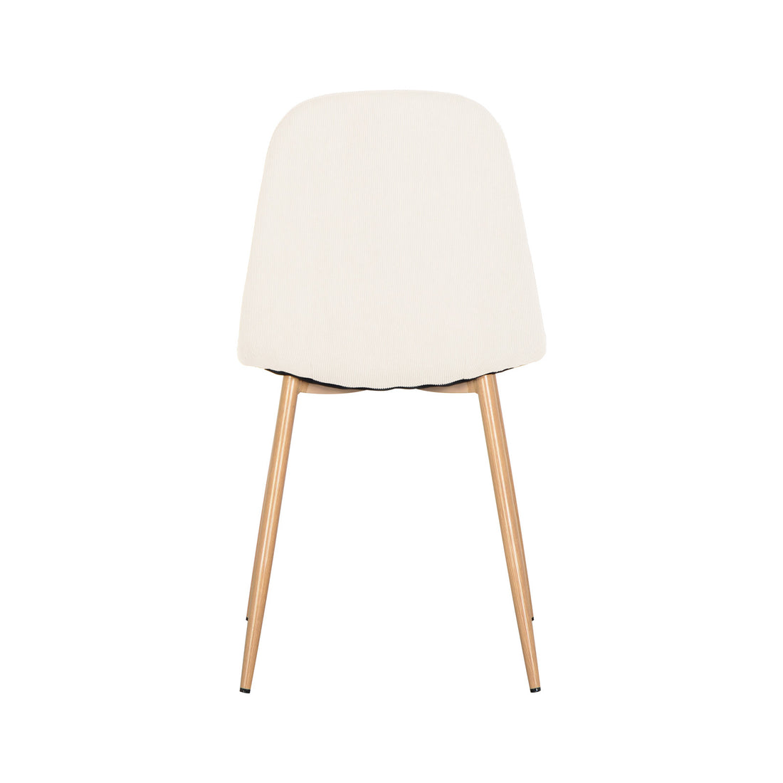 Oregon Table with 8 Florida Corduroy Chairs Dining Set Beige, featuring a sleek white chair with wooden legs, offering a modern design ideal for contemporary dining spaces.