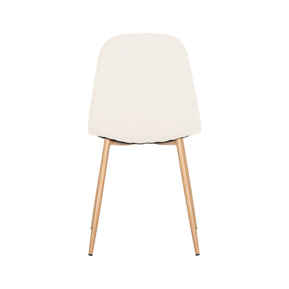 Oregon Table with 8 Florida Corduroy Chairs Dining Set Beige, featuring a sleek white chair with wooden legs, offering a modern design ideal for contemporary dining spaces.