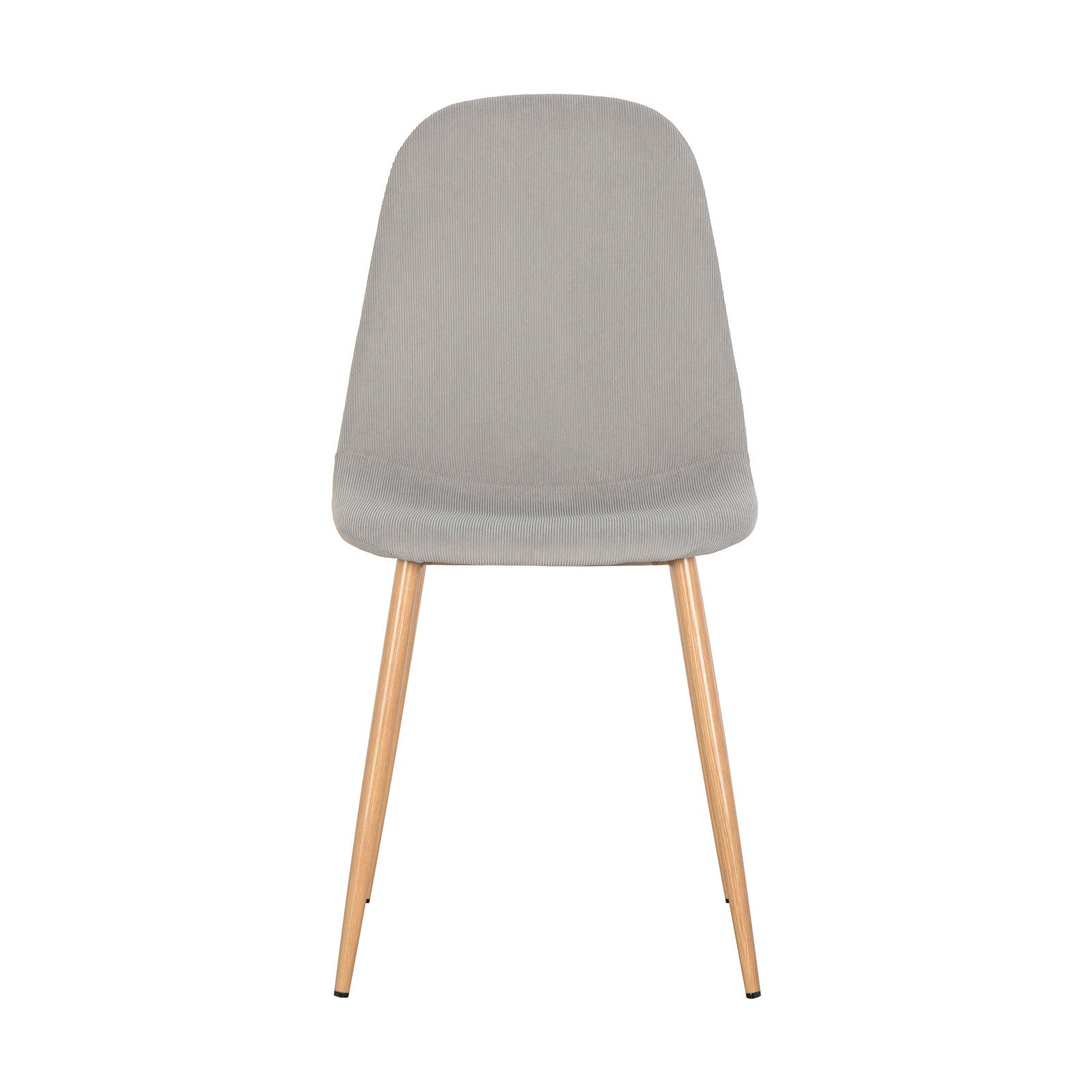 Oregon & Florida 8 Seater Dining Table & Chair Set in Grey features a modern-style dining chair with a curved, armless light gray upholstered seat and back, standing on slender wooden legs.