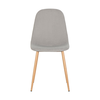 Oregon & Florida 8 Seater Dining Table & Chair Set in Grey features a modern-style dining chair with a curved, armless light gray upholstered seat and back, standing on slender wooden legs.