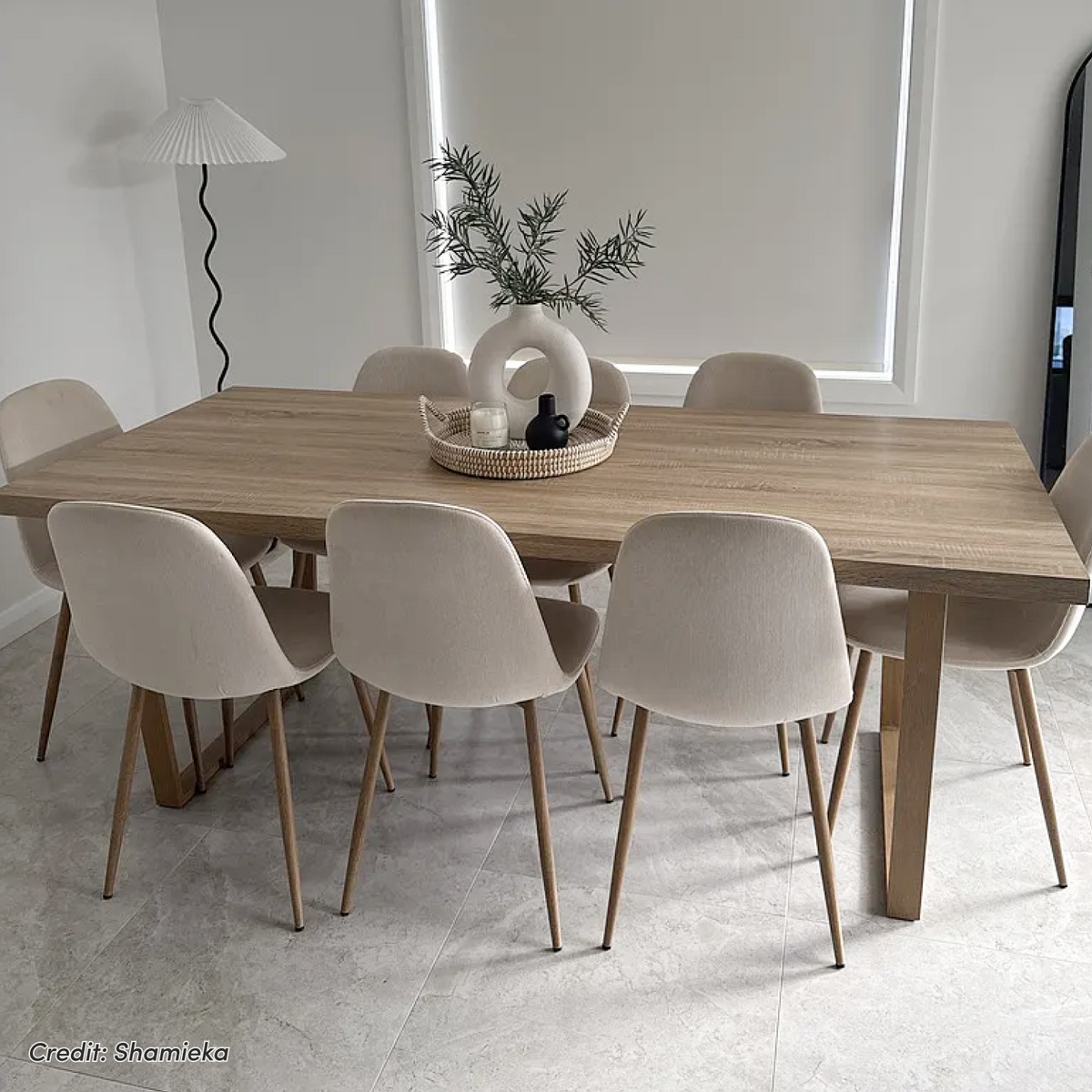 Oregon Dining Table with 8 Florida Chairs Set in Sand – Luxo Living