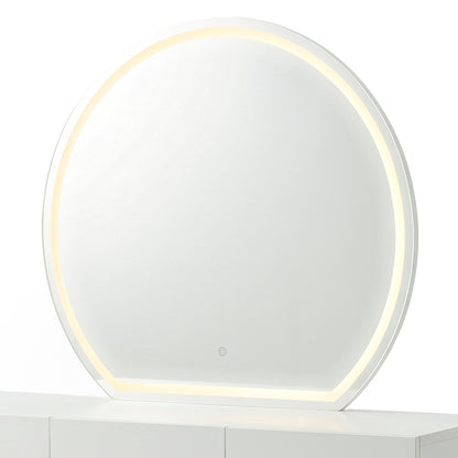 Oria Round LED Mirror Dressing Table in White