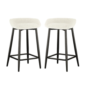 Peyton Boucle Fabric Bar Stool Set of 2 in Cream