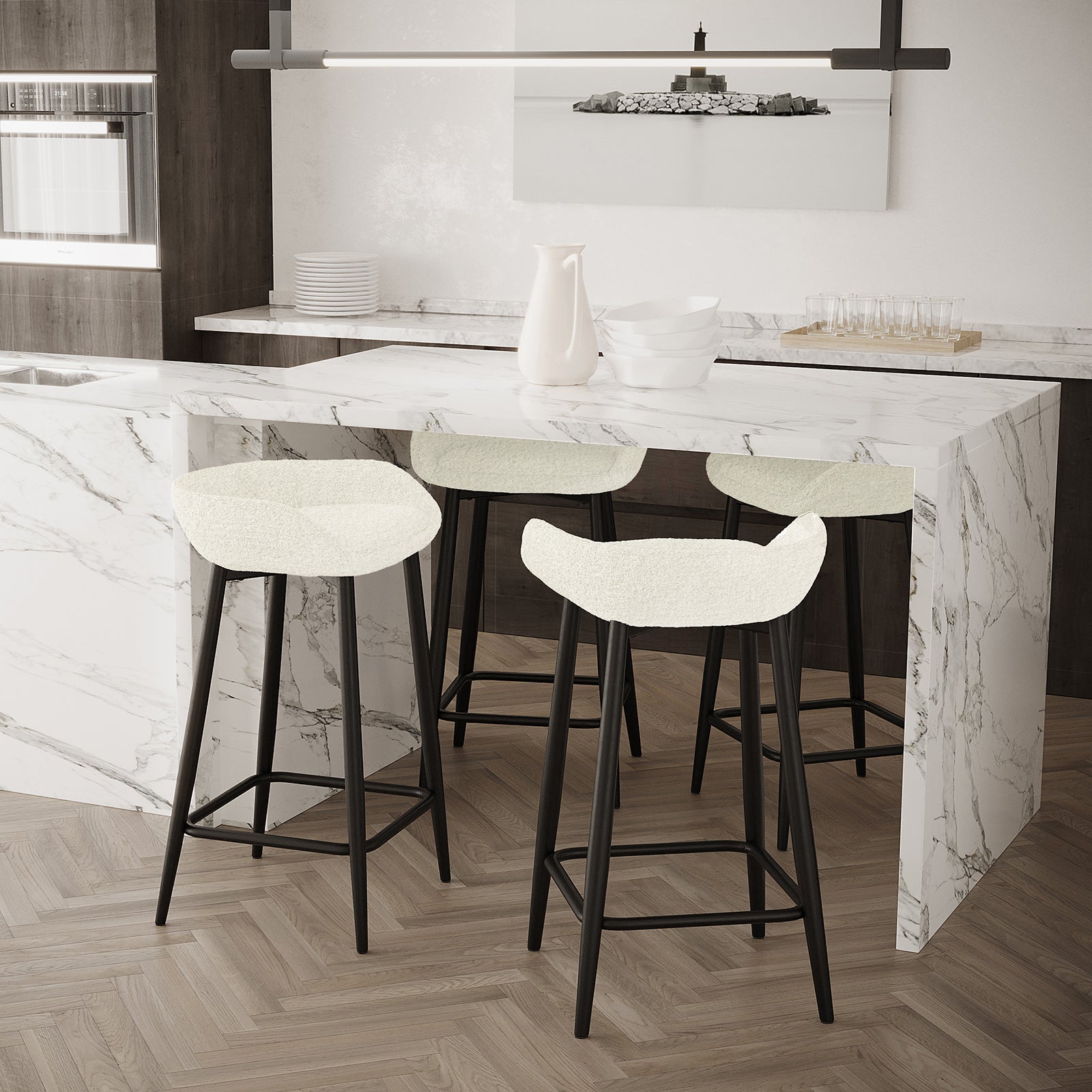 Upholstered Diy Bar Stools With Backs Peyton Boucle Fabric Bar