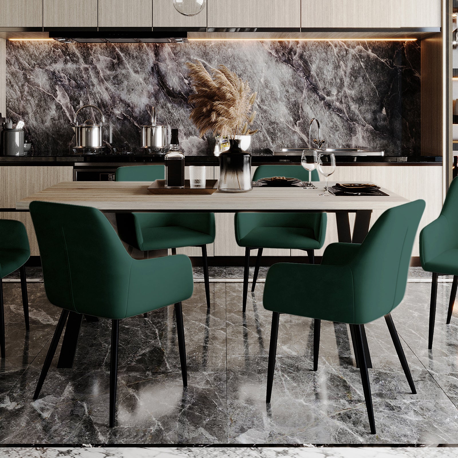 Raynie Velvet Dining Chair Set of in Deep Green – Luxo Living