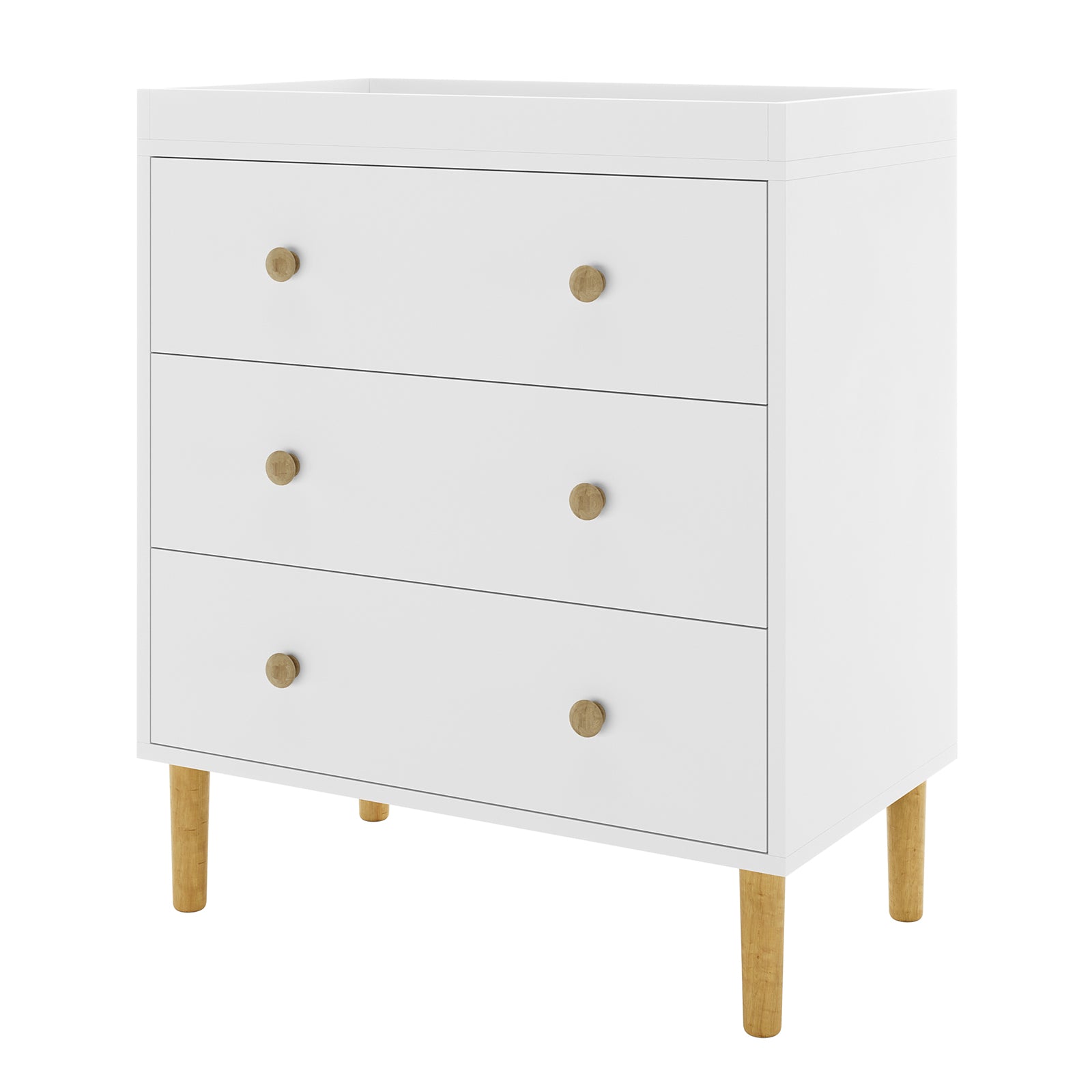 Reyhan Solid Pine Nursery Change Table with Storage in White