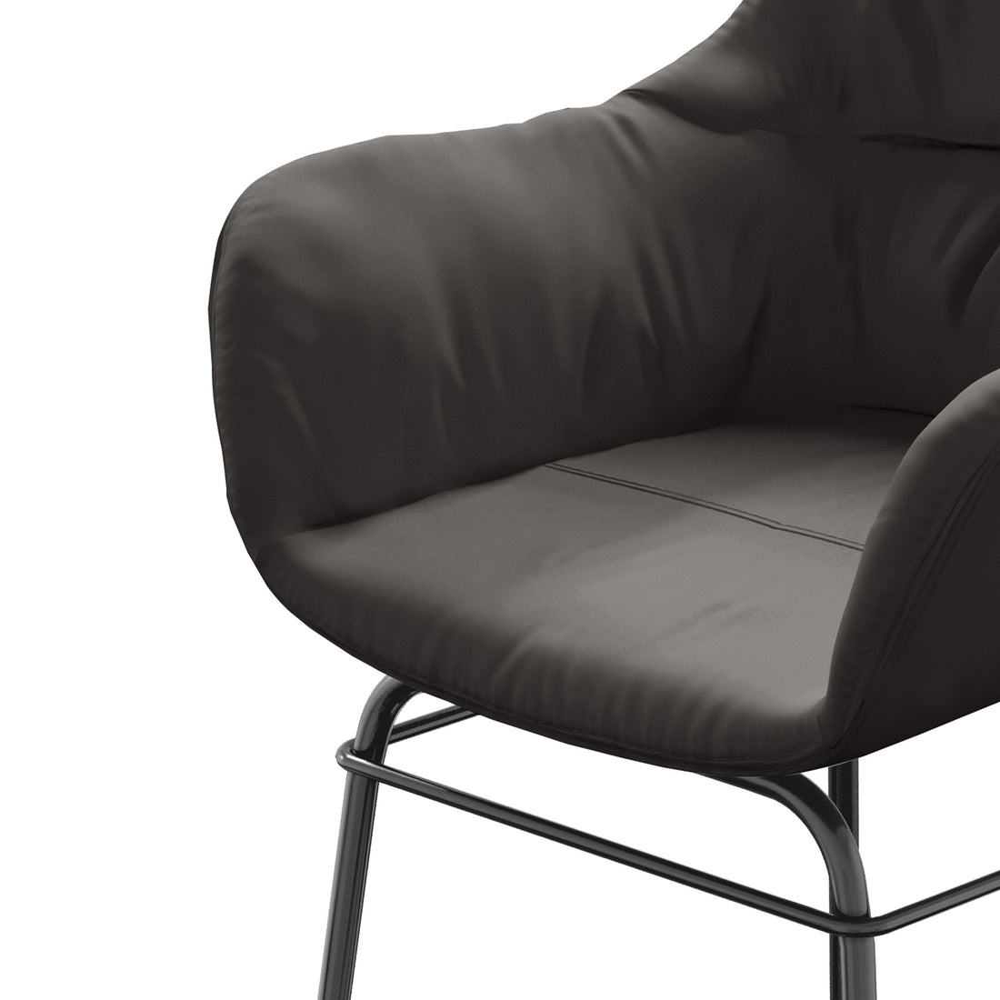 Rhea Suede Fabric Dining Chair Set of 2 in Black, showcasing a plush, cushioned seat and backrest with a sleek tubular metal frame, embodying modern elegance and comfort.