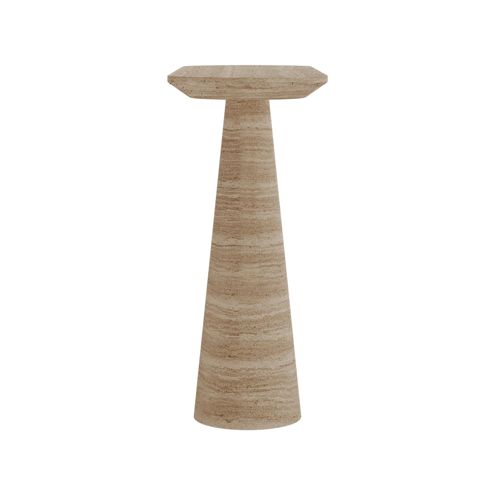 Rockwell Textured Concrete Console Table in Beige, featuring a smooth oval top supported by two unique cone-shaped bases with a textured finish, designed for modern home interiors.