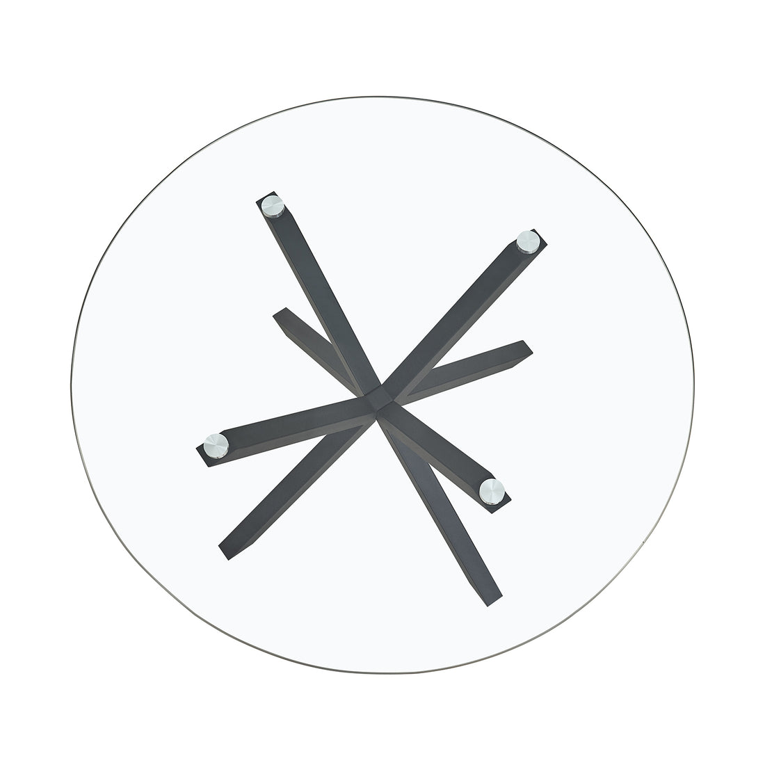 Rylee 120cm Black Round Table w/ 4 Halsa Chairs Dining Set features a round glass table with intersecting X-shaped metal legs, accompanied by four high-backed, cushioned velvet chairs.