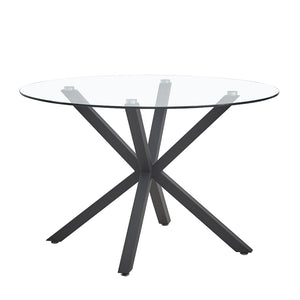 Rylee 120cm 4 Seater Round Glass Dining Table in Black