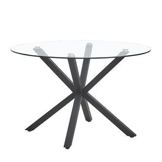 Rylee 4 Seater Round Glass Dining Table - Black