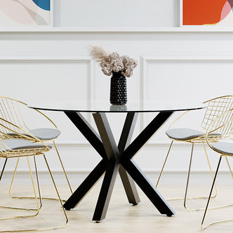 Rylee 4 Seater Round Glass Dining Table - Black-Lifestyle